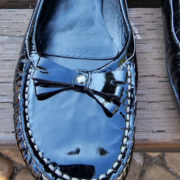 PRADA Black Patent Leather Flats, Size 38.5 / 8.5 US Made in Italy  🇮🇹 - Picture 4 of 9
